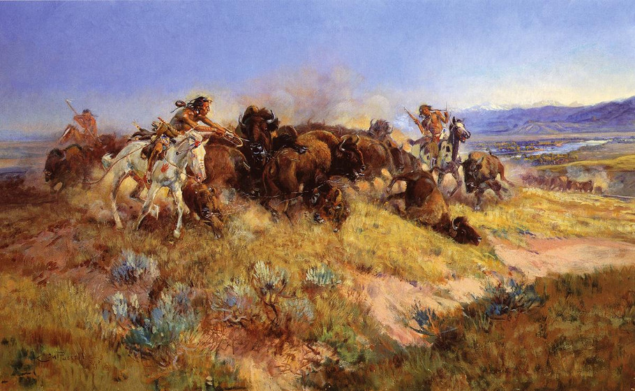 Running Buffalo - Charles Marion Russell Paintings